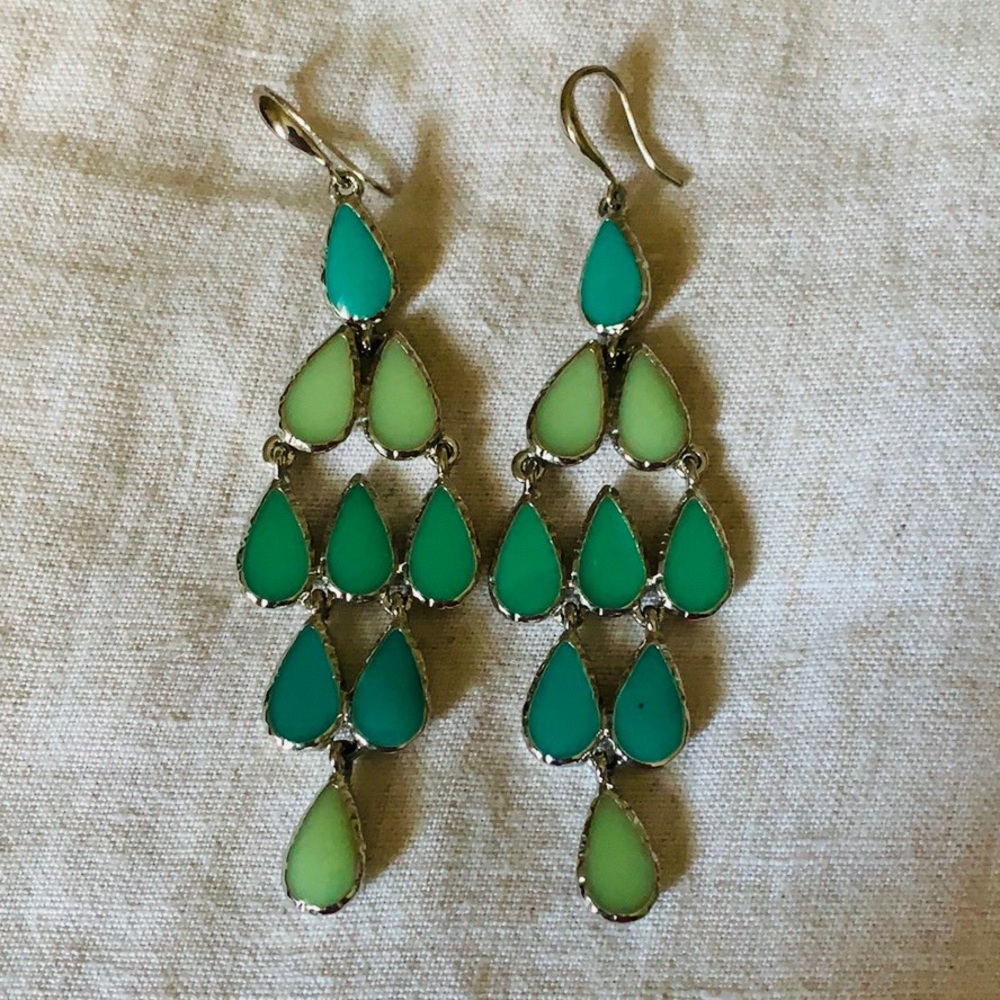 Gorgeous Green-Blue Chandelier Earrings